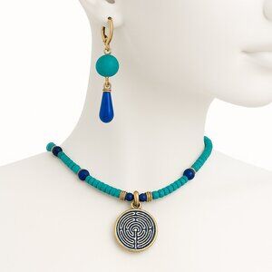 14k Gold | Lapis Lazuli Beaded Necklace & Earrings set